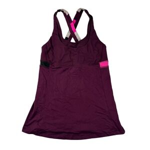 Lululemon Plum Crisscross Back Tank Top Built-in Bra Athletic Workout Size M